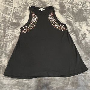Express black tank with floral accent